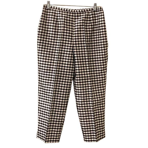 Valerie by Valerie Stevens Woman Black and White Silk Gingham Pants, Size 16W - Picture 1 of 12